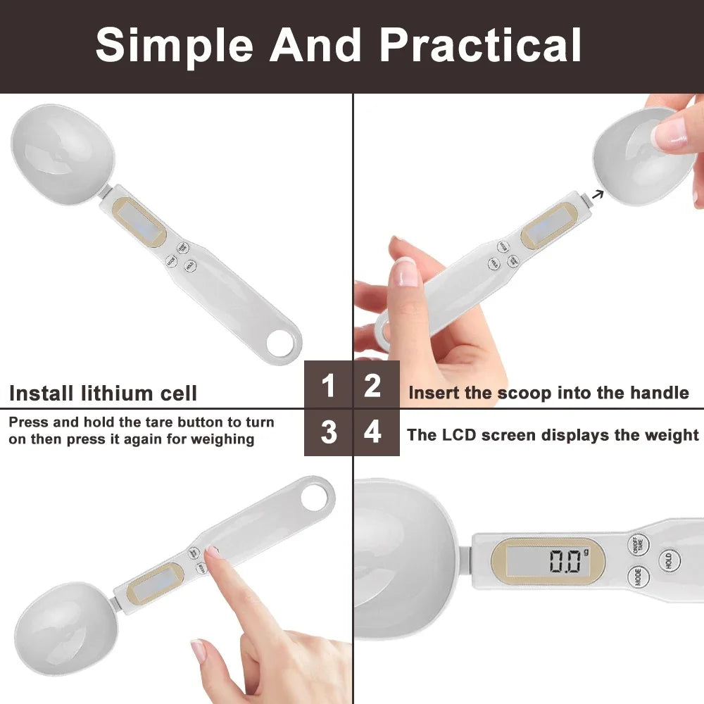 Digital Kitchen Scale Mini Spoon Scale LCD Electronic Food Scale 0.1-500g Weight Measuring Kitchen Tool For Milk Coffee Baking